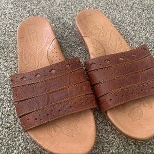 Born Brown Leather Sandal Slides
